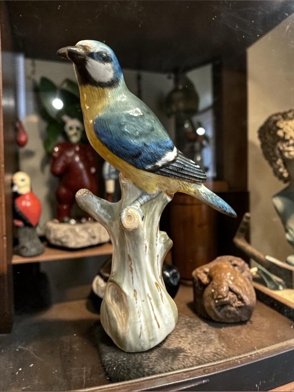 Antique Karl Ens Germany Porcelain Blue Tit Bird Figurine Mold 1122 Vintage